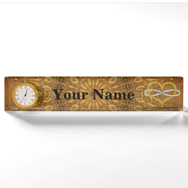 Heart Infinity Gold Silver Nameplate (Front)