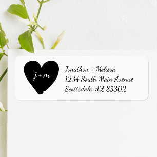 Heart Initials Wedding Invitation Return Address Label