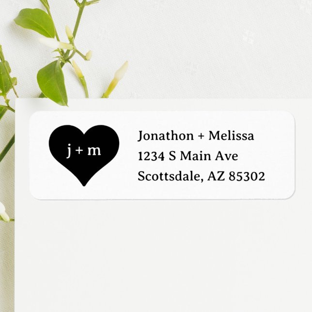 Heart Initials Wedding Invitation Return Address Label (Creator Uploaded)