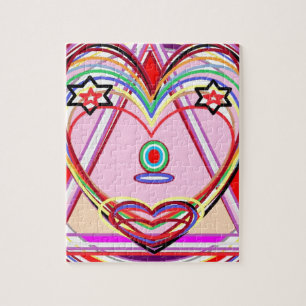 Heart inside a Triangle - Love,Kiss, Stars Jigsaw Puzzle