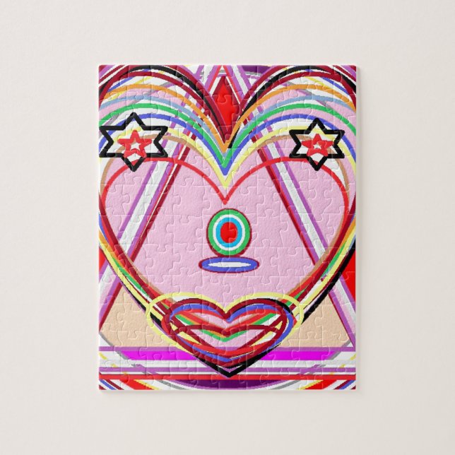 Heart inside a Triangle - Love,Kiss, Stars Jigsaw Puzzle (Vertical)