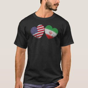 Heart Iranian American Flag Patriotic Family Herit T-Shirt