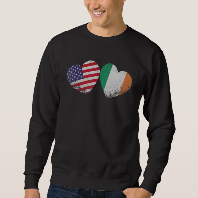 Heart Irish American Flag Patriotic Family Heritag Sweatshirt (Front)