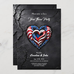 Heart is in the classic colours of the USA flag.  Invitation
