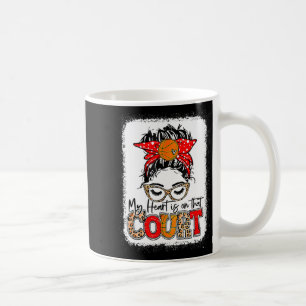 Heart is on that court basketball leopard baske t coffee mug