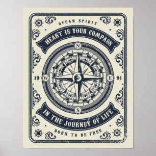 Heart is the Compass Poster