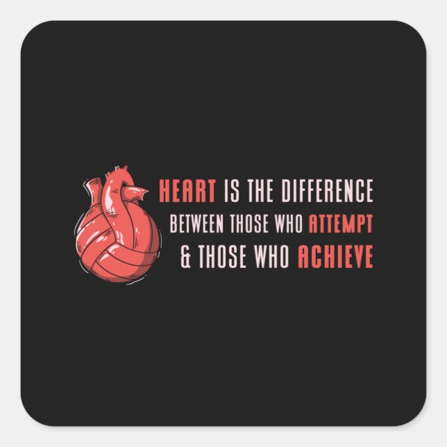 Heart Is The Difference Beach Volleyball Player Square Sticker (Front)