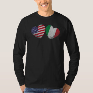 Heart Italian American Flag Patriotic Family Herit T-Shirt
