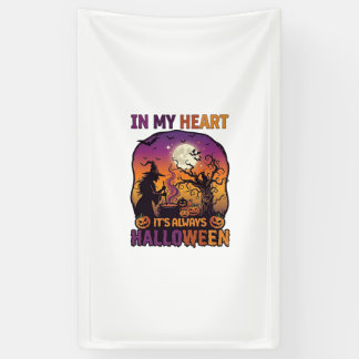 Heart Its Always Halloween Witch Cauldron Tree Moo Banner