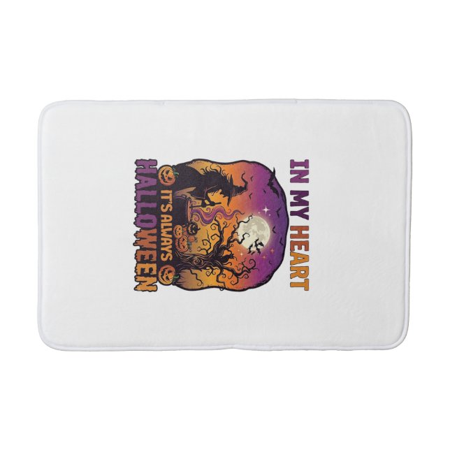 Heart Its Always Halloween Witch Cauldron Tree Moo Bath Mat (Front)