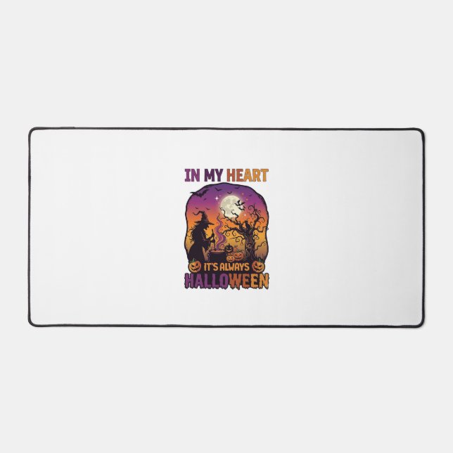 Heart Its Always Halloween Witch Cauldron Tree Moo Desk Mat (Front)