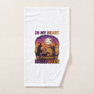 Heart Its Always Halloween Witch Cauldron Tree Moo Hand Towel