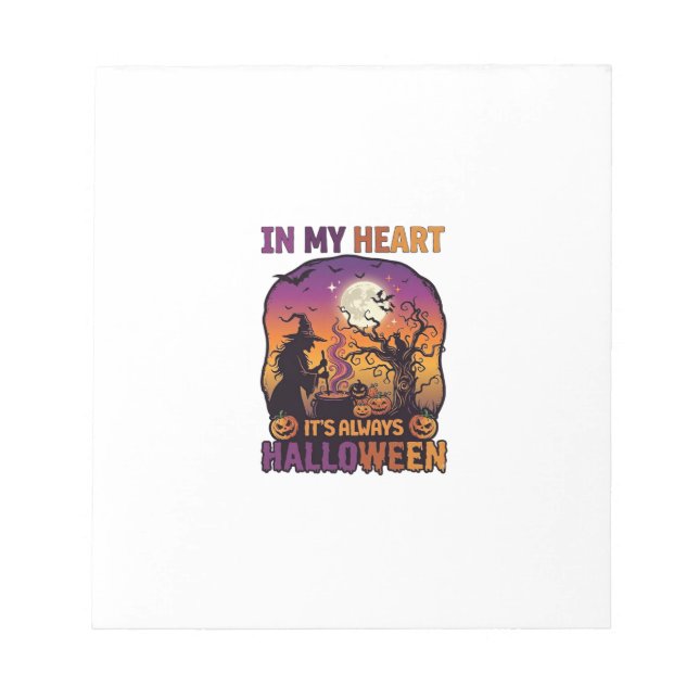 Heart Its Always Halloween Witch Cauldron Tree Moo Notepad (Front)