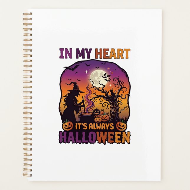 Heart Its Always Halloween Witch Cauldron Tree Moo Planner (Front)