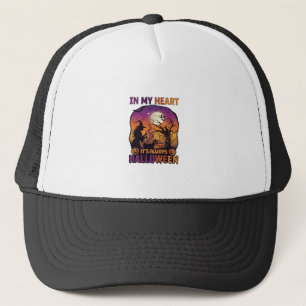 Heart Its Always Halloween Witch Cauldron Tree Moo Trucker Hat