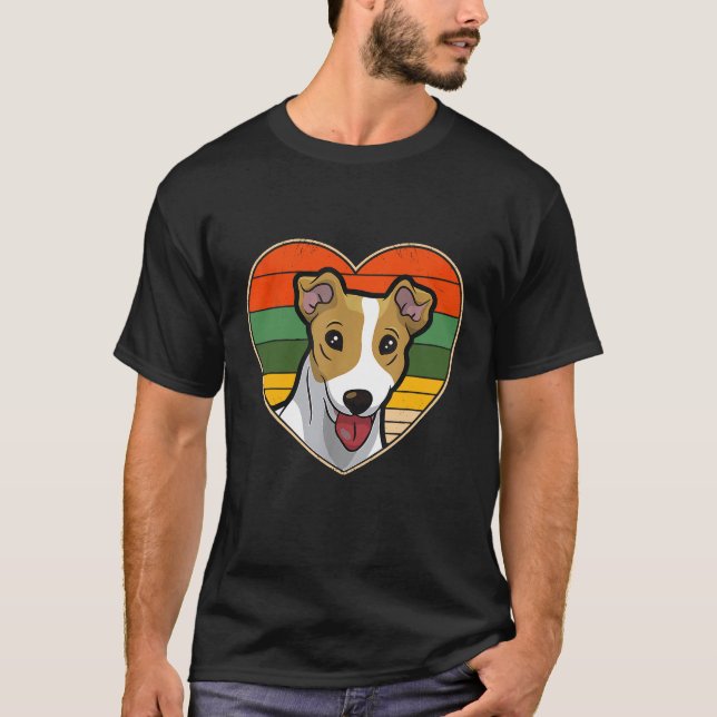 Heart Jack Russell Terrier Dog Mum Dad Valentine F T-Shirt (Front)