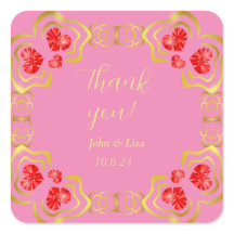 Heart Jewelled Frame Thank You Wedding Sticker
