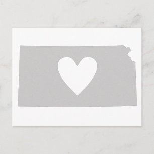 Heart Kansas state silhouette Postcard