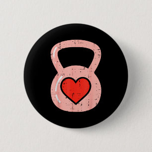 Heart Kettlebell Gym Fitness Valentines Day Men Wo 6 Cm Round Badge
