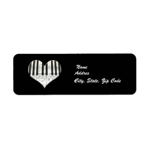Heart Keyboard Piano Label Return Address Label