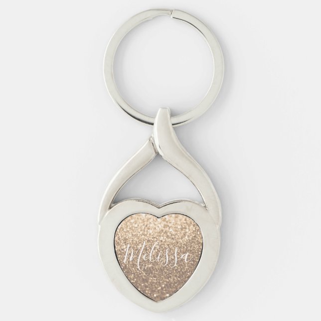 Heart Keychain Glitter Personalised Name (Front)