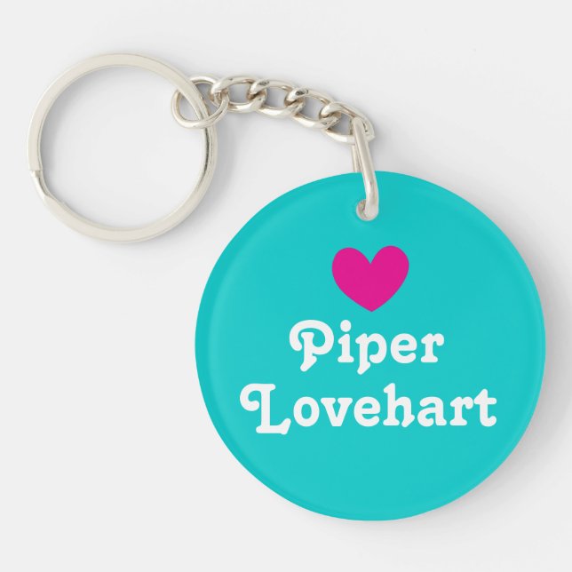 Heart kids id name tag keyring (Front)