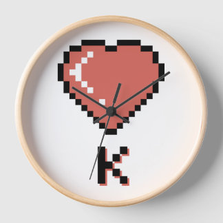 Heart King black outline Clock