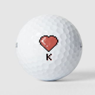 Heart King black outline Golf Balls