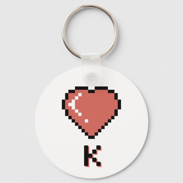 Heart King black outline Key Ring (Front)