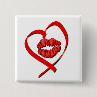 Heart Kiss Square Button