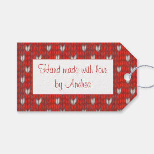 HEART KNIT Rectangle "Hand Made" Tags