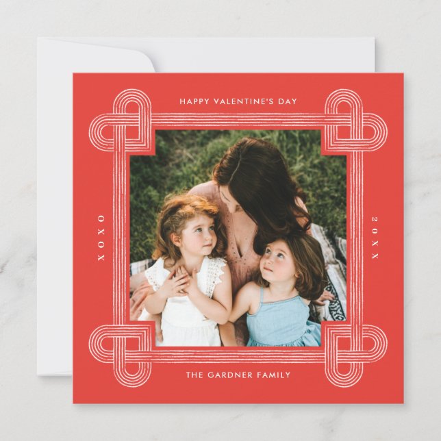 Heart Knot Frame Valentine's Day Card - Red (Front)