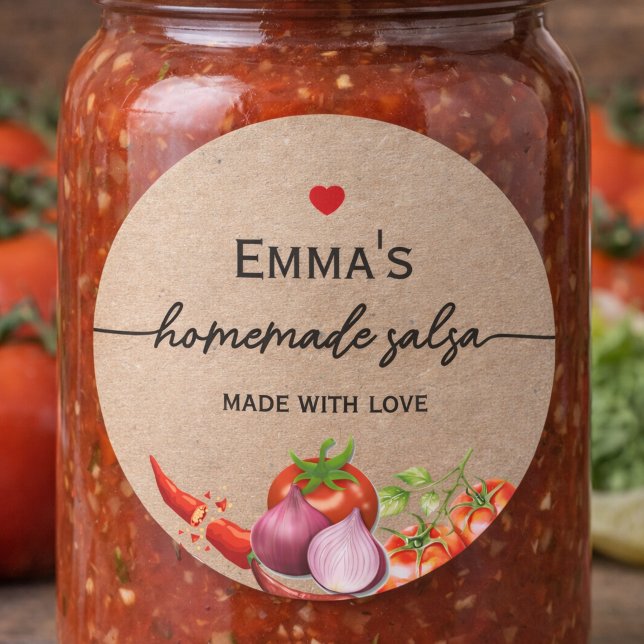 heart Kraft Homemade Custom Salsa Label (Creator Uploaded)