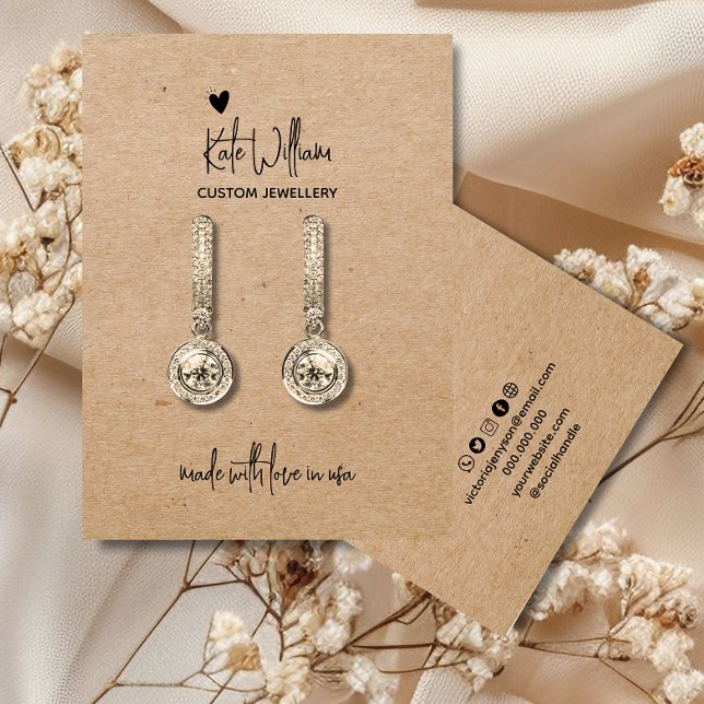 Heart kraft paper jewellery earring display card (Creator Uploaded)