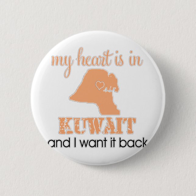 Heart Kuwait 6 Cm Round Badge (Front)
