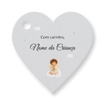 Heart Label Christening Favor Little Angel