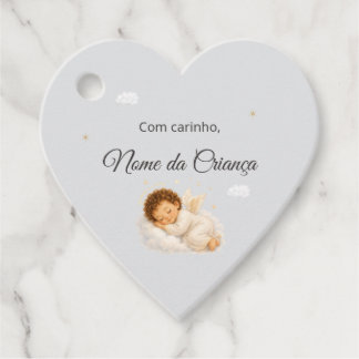 Heart Label Christening Favor Little Angel
