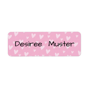 Heart label - pink  return address label
