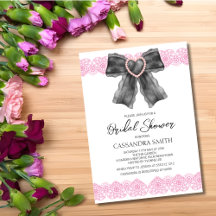 Heart Lace Ribbon Black Bow Bridal Shower 