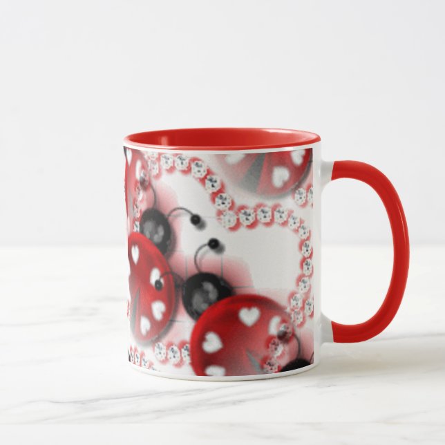Heart Ladybug Coffee Mug (Right)