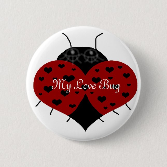 Heart ladybug,   My Love Bug button (Front)