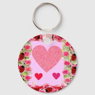 Heart Ladybugs Key Ring
