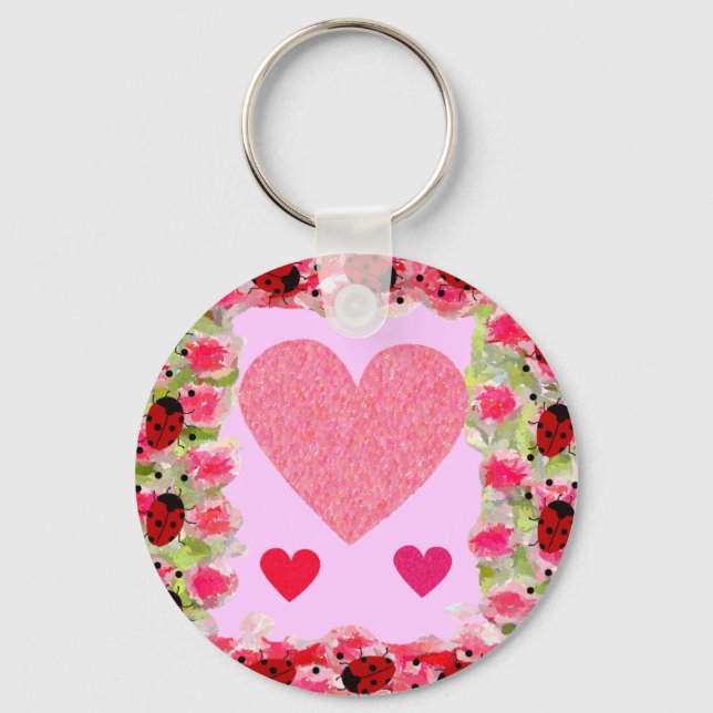 Heart Ladybugs Key Ring (Front)