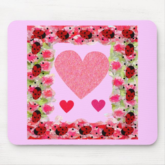 Heart Ladybugs Mouse Pad (Front)