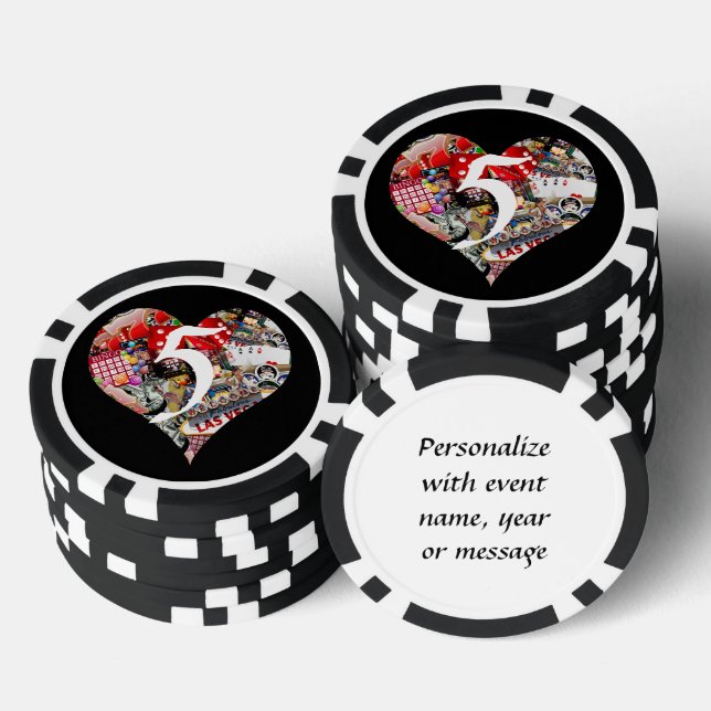 Heart - Las Vegas Playing Card Shape Poker Chips (Stack)