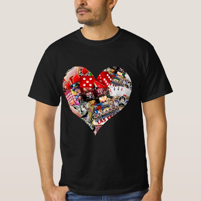 Heart - Las Vegas Playing Card Shape T-Shirt (Front)