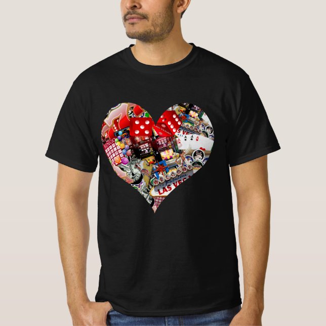 Heart - Las Vegas Playing Card Shape T-Shirt (Front)