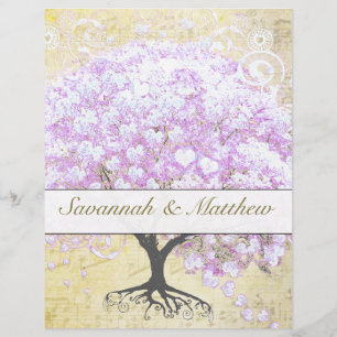 Heart Leaf Lavender Tree Vintage Bird Wedding