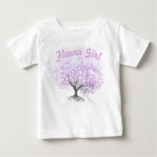 Heart Leaf Lavender Tree Vintage Bird Wedding Baby T-Shirt