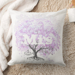 Heart Leaf Lavender Tree Vintage Bird Wedding Cushion
